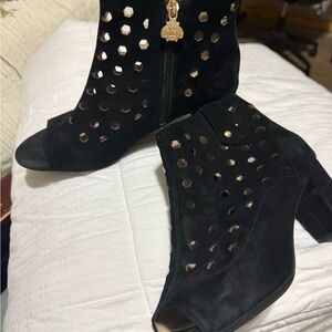 Elegant Black Peep-Toe Ankle Boots